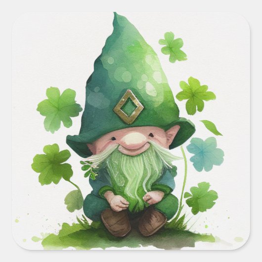 St. Patrick's Day Green Leprechaun Vierkante Sticker (Voorkant)