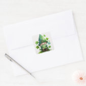 St. Patrick's Day Green Leprechaun Vierkante Sticker (Envelop)