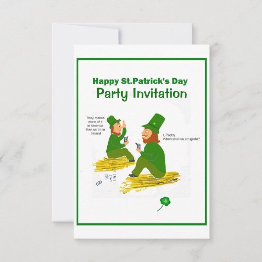 St.Patrick's Day, Green Leprechauns RSVP Kaart (Voorkant)