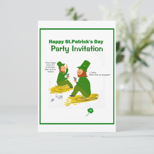 St.Patrick's Day, Green Leprechauns RSVP Kaart (Staand voorkant)