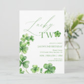 St. Patrick's day green Lucky Two Second Birthday Kaart (Staand voorkant)