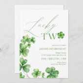 St. Patrick's day green Lucky Two Second Birthday Kaart (Voorkant / Achterkant)