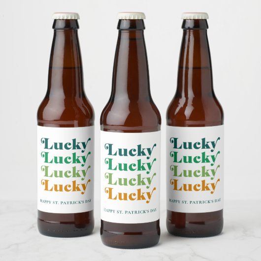 St. Patrick's Day Green & Oranje Lucky Bier Etiket (Flessen)