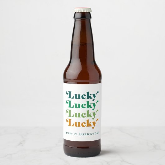 St. Patrick's Day Green & Oranje Lucky Bier Etiket (Voorkant)