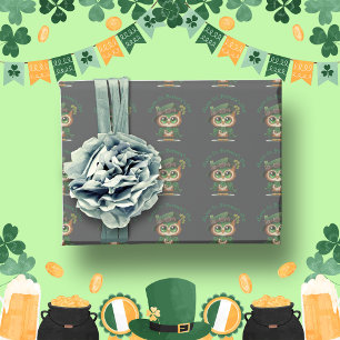 St. Patrick's Day Green Owl gepersonaliseerd Cadeaupapier