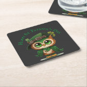 St. Patrick's Day Green Owl gepersonaliseerd Kartonnen Onderzetters (Schuin)