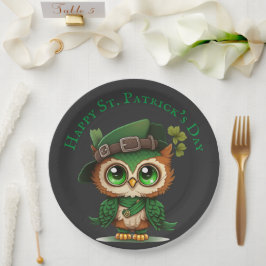 St. Patrick's Day Green Owl gepersonaliseerd Papieren Bordje