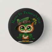 St. Patrick's Day Green Owl gepersonaliseerd Ronde Button 5,7 Cm (Voorkant)