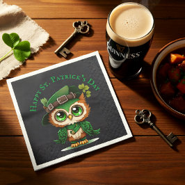 St. Patrick's Day Green Owl gepersonaliseerd Servet