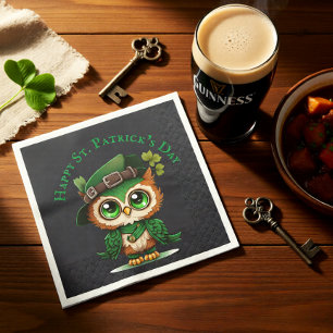 St. Patrick's Day Green Owl gepersonaliseerd Servet