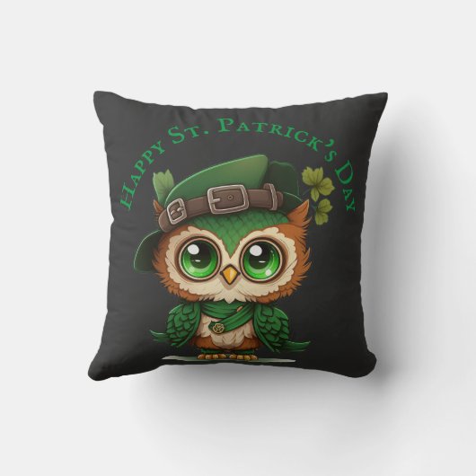 St. Patrick's Day Green Owl Kussen (Achterkant)
