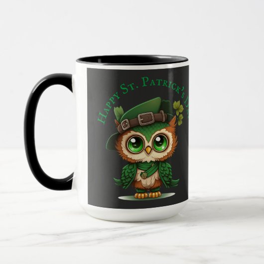 St. Patrick's Day Green Owl Mok (Links)