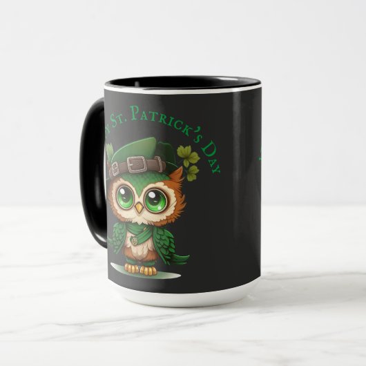 St. Patrick's Day Green Owl Mok (Voorkant links)