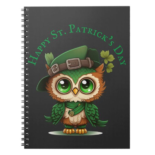 St. Patrick's Day Green Owl Notitieboek (Voorkant)