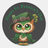 St. Patrick's Day Green Owl Ronde Sticker (Voorkant)