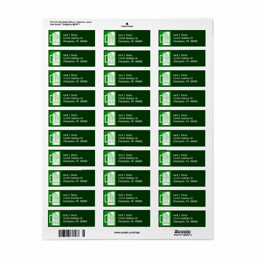 St. Patrick's Day Green Party Bier Adresetiketten Etiket (Full Sheet)