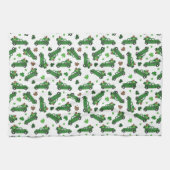 St Patricks Day Green Plaid Truck Klaver Blad Theedoek (Horizontaal)