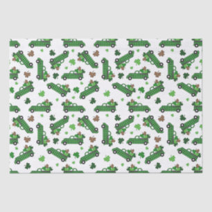 St Patricks Day Green Plaid Truck Klaver Blad Tissuepapier