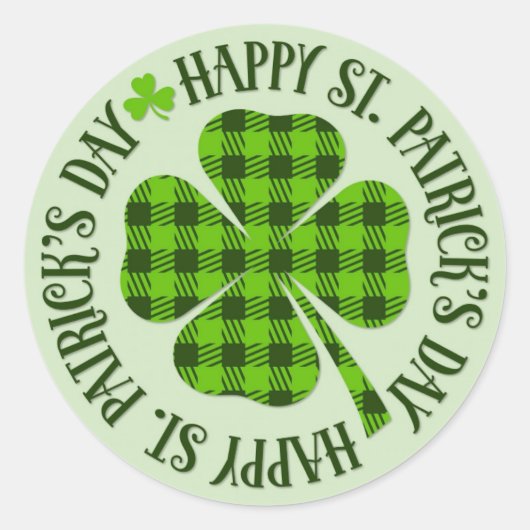 St Patricks Day Green Pset Shamrock Clover Ronde Sticker (Voorkant)