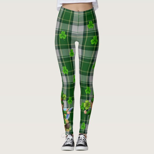 St. Patrick's Day Green Pset Tartan Pot of Gold Leggings (Voorkant)