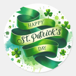 St Patricks Day Green Ribbon Illustratie Ronde Sticker