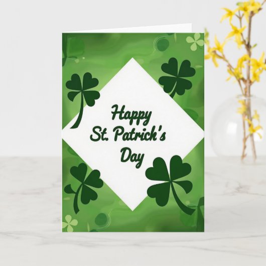 St Patricks Day Green Scene Card Kaart (Gele Bloem)