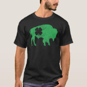 St Patrick's Day Green Shamrock Buffalo Bison Iris T-shirt (Voorkant)