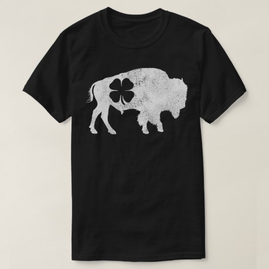 St Patricks Day Green Shamrock Buffalo Bison Irish T-shirt (Design voorkant)