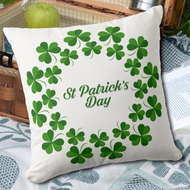 St Patrick's Day Green Shamrock Clover Kussen (Creator heeft geüpload)