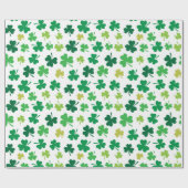 St Patricks Day Green Shamrock Clover Pattern Cadeaupapier (Vlak)
