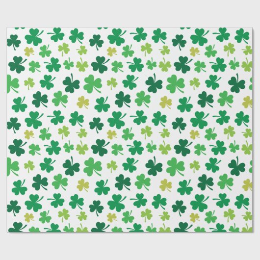 St Patricks Day Green Shamrock Clover Pattern Cadeaupapier (Vlak)