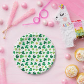 St Patricks Day Green Shamrock Clover Pattern Papieren Bordje (Feest)