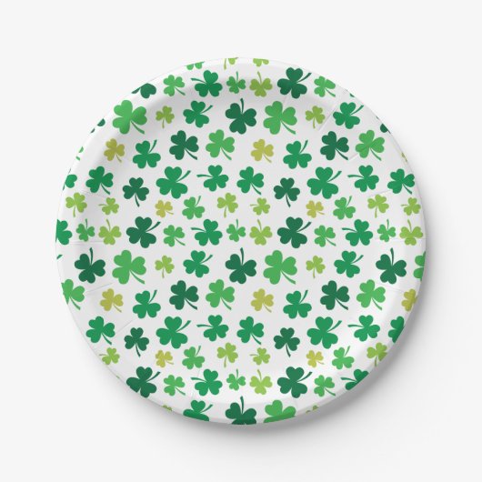 St Patricks Day Green Shamrock Clover Pattern Papieren Bordje (Voorkant)