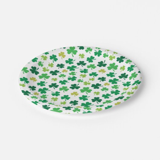 St Patricks Day Green Shamrock Clover Pattern Papieren Bordje (Gekanteld)