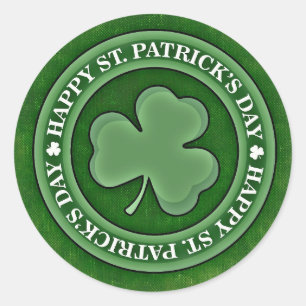 St Patricks Day Green Shamrock Clover Ronde Sticker