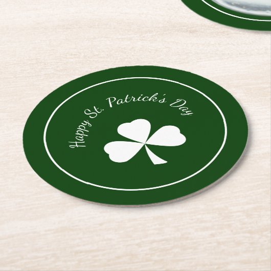 St. Patrick's Day Green shamrock Cute Clover Ronde Kartonnen Onderzetter (Gebogen)