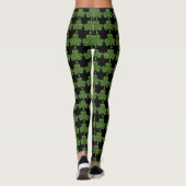 St. Patrick's Day Green Shamrock Floral Black Leggings (Achterkant)