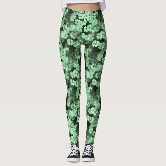St Patrick's Day Green Shamrock Forest Leggings (Voorkant)