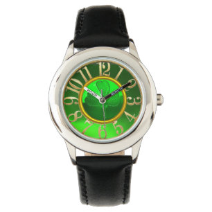 ST PATRICK'S DAY GREEN SHAMROCK GEMSTONE JEWEL HORLOGE