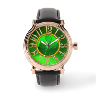ST PATRICK'S DAY GREEN SHAMROCK GEMSTONE JEWEL HORLOGE