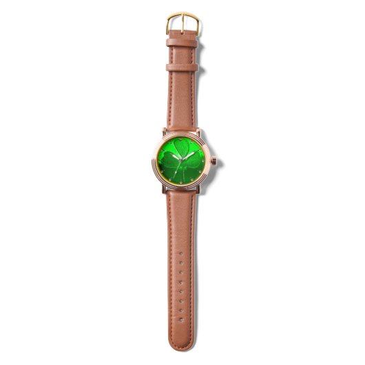 ST PATRICK'S DAY GREEN SHAMROCK GEMSTONE JEWEL HORLOGE (Bandje)