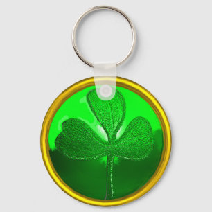 ST PATRICK'S DAY GREEN SHAMROCK GEMSTONE JEWEL SLEUTELHANGER