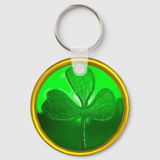ST PATRICK'S DAY GREEN SHAMROCK GEMSTONE JEWEL SLEUTELHANGER (Voorkant)