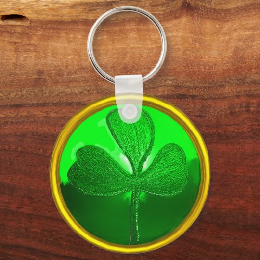 ST PATRICK'S DAY GREEN SHAMROCK GEMSTONE JEWEL SLEUTELHANGER (Achterkant)