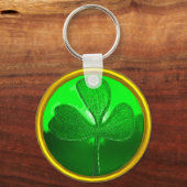 ST PATRICK'S DAY GREEN SHAMROCK GEMSTONE JEWEL SLEUTELHANGER (Voorkant)