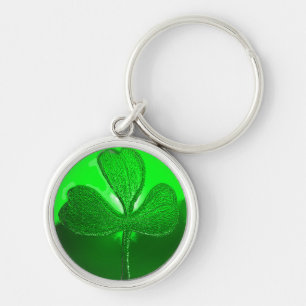 ST PATRICK'S DAY GREEN SHAMROCK GEMSTONE JEWEL SLEUTELHANGER
