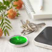 ST PATRICK'S DAY GREEN SHAMROCK GEMSTONE JEWEL SLEUTELHANGER (Zijkant)