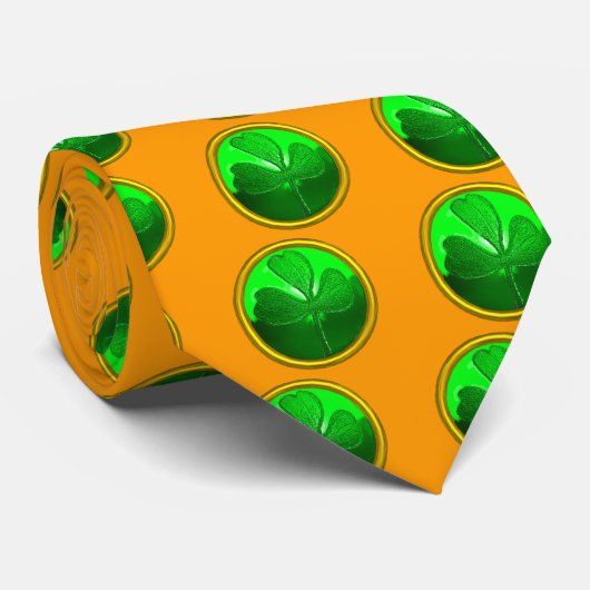 ST PATRICK'S DAY GREEN SHAMROCK GEMSTONE JEWEL STROPDAS (Opgerold)