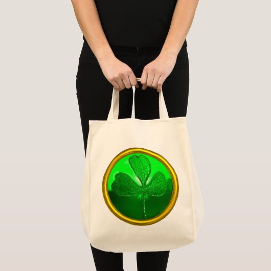 ST PATRICK'S DAY GREEN SHAMROCK GEMSTONE JEWEL TOTE BAG (Voorkant (product))