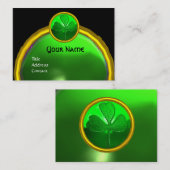 ST PATRICK'S DAY GREEN SHAMROCK GEMSTONE JEWEL VISITEKAARTJE (Voorkant / Achterkant)